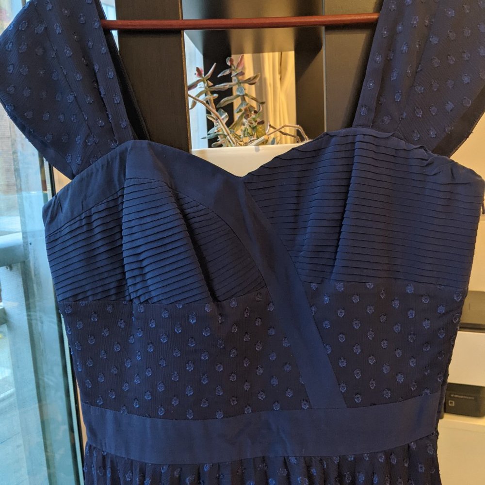 Reiss Melia Navy Blue Pleated Panel Dress - Picture 5 of 6